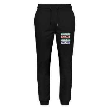 Früher hatte ich Elan heute Wlan lustiger Spruch - Stanley/Stella Unisex Bio Jogginghose Mover  - Schwarz - Vorne - Marisol (170cm) & Nik (191cm)