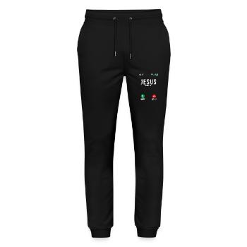 Jésus appelle - Pantalon de jogging bio MOVER Stanley/Stella unisexe - noir - Devant - Marisol (170cm) & Nik (191cm)