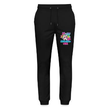 7ème cadeau d'anniversaire pour filles, licorne, 7 ans - Pantalon de jogging bio MOVER Stanley/Stella unisexe - noir - Devant - Marisol (170cm) & Nik (191cm)
