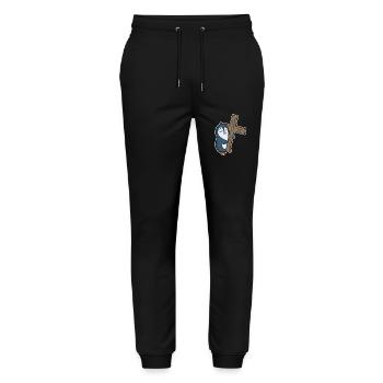 Pinguin und Kreuz Religion - Stanley/Stella Unisex Bio Jogginghose Mover  - Schwarz - Vorne - Marisol (170cm) & Nik (191cm)