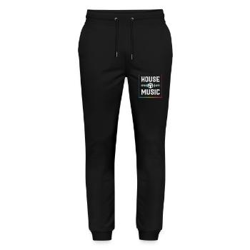 House music, House music Party, Rave, - Stanley/Stella Mover Unisex Organic Jogging Trousers - black - Front - Marisol (170cm) & Nik (191cm)