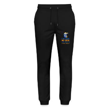 Eule Faul - Stanley/Stella Unisex Bio Jogginghose Mover  - Schwarz - Vorne - Marisol (170cm) & Nik (191cm)