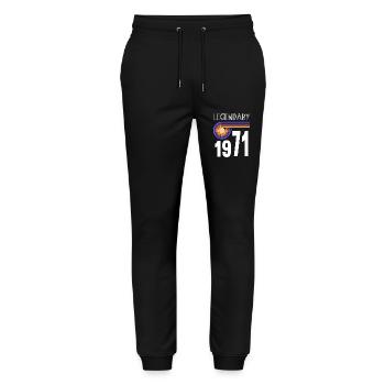 Legendary since 1971 Retro Vintage Style - Stanley/Stella Unisex Bio Jogginghose Mover  - Schwarz - Vorne - Marisol (170cm) & Nik (191cm)