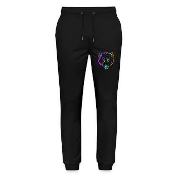 Bär marmoriert - Stanley/Stella Unisex Bio Jogginghose Mover  - Schwarz - Vorne - Marisol (170cm) & Nik (191cm)