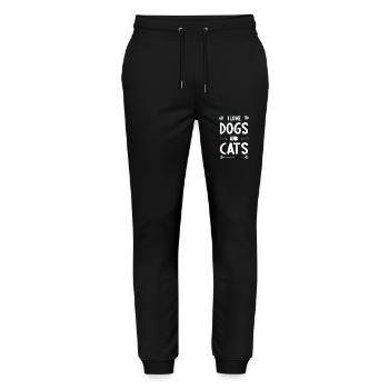 I love Dogs and Cats over Dogs over Cats - Pantalon de jogging bio MOVER Stanley/Stella unisexe - noir - Devant - Marisol (170cm) & Nik (191cm)