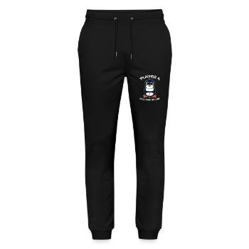 Player 4 Penguin Offspring Pregnancy Gaming - Stanley/Stella Mover Unisex Organic Jogging Trousers - black - Front - Marisol (170cm) & Nik (191cm)
