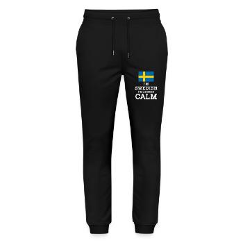 Suédois Dans le Swedish Im always calm - Pantalon de jogging bio MOVER Stanley/Stella unisexe - noir - Devant - Marisol (170cm) & Nik (191cm)