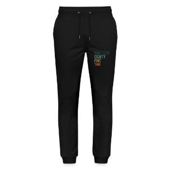 Vintage 1985 85 Birthday Retro Vintage Gift - Stanley/Stella Mover Unisex Organic Jogging Trousers - black - Front - Marisol (170cm) & Nik (191cm)