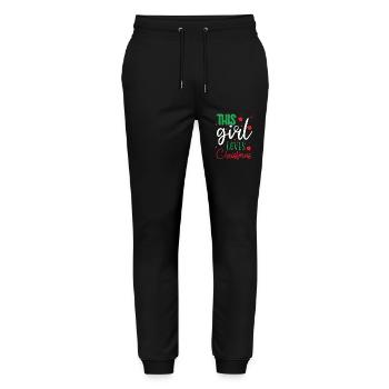 Dieses Mädchen liebt Weihnachten - Cette fille aime Noël - Stanley/Stella Unisex Bio Jogginghose Mover  - Schwarz - Vorne - Marisol (170cm) & Nik (191cm)