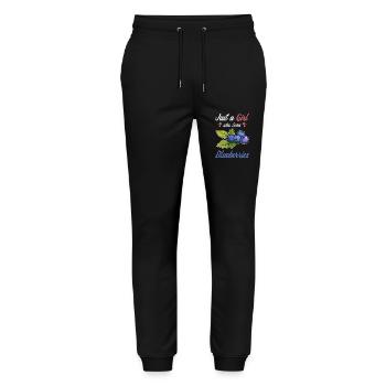 Juste une fille qui aime les bleuets - Pantalon de jogging bio MOVER Stanley/Stella unisexe - noir - Devant - Marisol (170cm) & Nik (191cm)