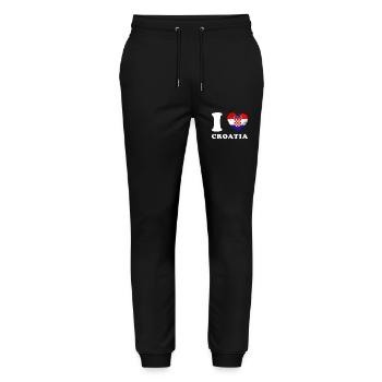 Kroatien I love Croatia - Stanley/Stella Mover Unisex Organic Jogging Trousers - black - Front - Marisol (170cm) & Nik (191cm)