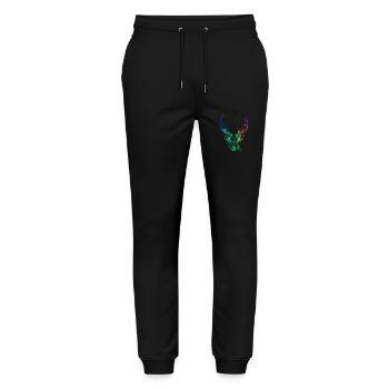 Colorful deer head - Stanley/Stella Mover Unisex Organic Jogging Trousers - black - Front - Marisol (170cm) & Nik (191cm)
