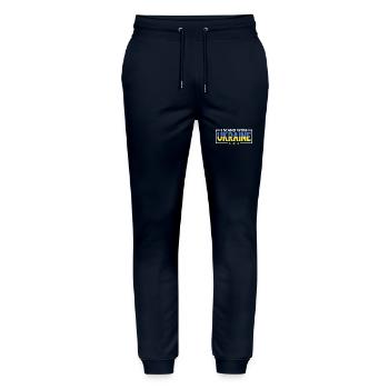 Je suis aux côtés de l’Ukraine Solidarité avec l’Ukraine - Pantalon de jogging bio MOVER Stanley/Stella unisexe - marine - Devant - Marisol (170cm) & Nik (191cm)