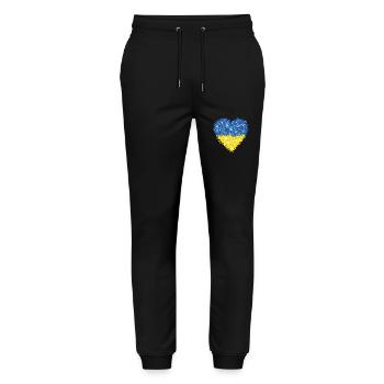 Ukraine Flagge Herz Abstract - Stanley/Stella Unisex Bio Jogginghose Mover  - Schwarz - Vorne - Marisol (170cm) & Nik (191cm)