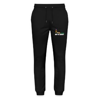 Mäht In Germany Rasenmäher Mäht - Stanley/Stella Unisex Bio Jogginghose Mover  - Schwarz - Vorne - Marisol (170cm) & Nik (191cm)