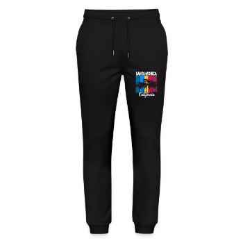 Vintage Santa Monica California Palm Trees - Stanley/Stella Mover Unisex Organic Jogging Trousers - black - Front - Marisol (170cm) & Nik (191cm)
