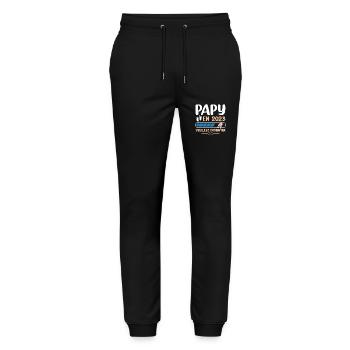 Papy En 2023 Veuillez Patienter - Pantalon de jogging bio MOVER Stanley/Stella unisexe - noir - Devant - Marisol (170cm) & Nik (191cm)