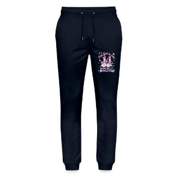 This Girl Is Now 14 Double Digits 14. - Stanley/Stella Mover Unisex Organic Jogging Trousers - navy - Front - Marisol (170cm) & Nik (191cm)