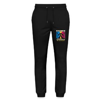 I'd rather be Glamping - Stanley/Stella Unisex Bio Jogginghose Mover  - Schwarz - Vorne - Marisol (170cm) & Nik (191cm)