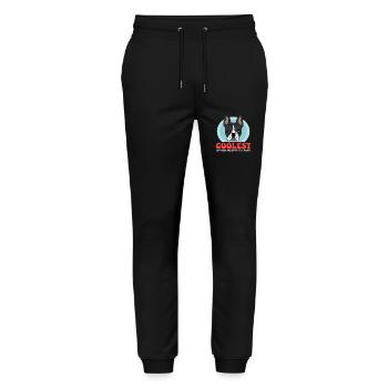 Boston Terrier Dad Bostie Dog Owner Gift - Stanley/Stella Mover Unisex Organic Jogging Trousers - black - Front - Marisol (170cm) & Nik (191cm)