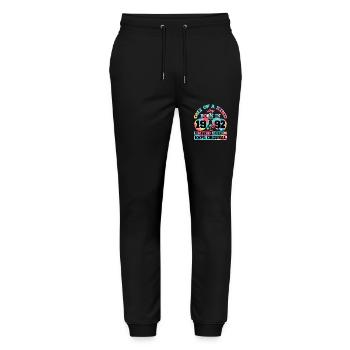 Unique Born 1992 Limited Edition - Stanley/Stella Mover Unisex Organic Jogging Trousers - black - Front - Marisol (170cm) & Nik (191cm)