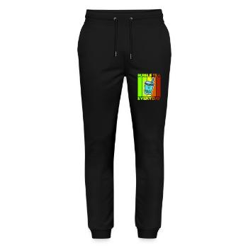 Bubble Tea tous les jours - Pantalon de jogging bio MOVER Stanley/Stella unisexe - noir - Devant - Marisol (170cm) & Nik (191cm)