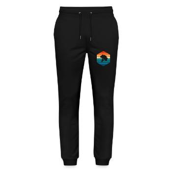 Broccoli Vegan Lover Retro Healthy Gift idea - Stanley/Stella Mover Unisex Organic Jogging Trousers - black - Front - Marisol (170cm) & Nik (191cm)