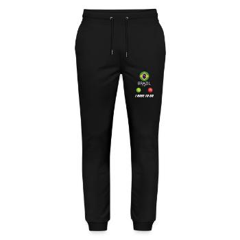 Brasilien ruft an Lusiger Flaggen Spruch - Stanley/Stella Unisex Bio Jogginghose Mover  - Schwarz - Vorne - Marisol (170cm) & Nik (191cm)