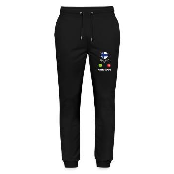 Finnland ruft an Lusiger Flaggen Spruch - Stanley/Stella Unisex Bio Jogginghose Mover  - Schwarz - Vorne - Marisol (170cm) & Nik (191cm)