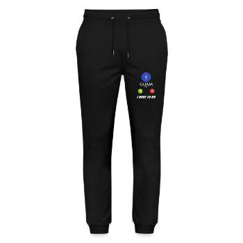 Guam ruft an Lusiger Flaggen Spruch - Stanley/Stella Unisex Bio Jogginghose Mover  - Schwarz - Vorne - Marisol (170cm) & Nik (191cm)
