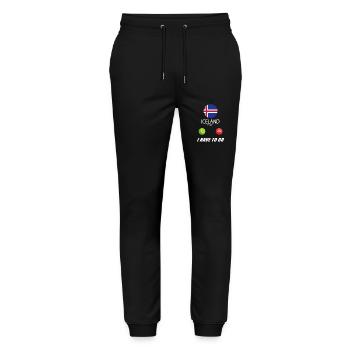 Iceland calls lusiger flags saying - Stanley/Stella Mover Unisex Organic Jogging Trousers - black - Front - Marisol (170cm) & Nik (191cm)
