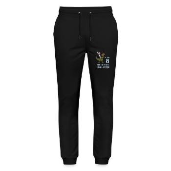 Geburtstagsshirt Dino Ritter - 8 Geburtstag Junge - Stanley/Stella Unisex Bio Jogginghose Mover  - Schwarz - Vorne - Marisol (170cm) & Nik (191cm)
