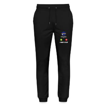 Nauru ruft an Lusiger Flaggen Spruch - Stanley/Stella Unisex Bio Jogginghose Mover  - Schwarz - Vorne - Marisol (170cm) & Nik (191cm)