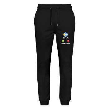 Tuva ruft an Lusiger Flaggen Spruch - Stanley/Stella Unisex Bio Jogginghose Mover  - Schwarz - Vorne - Marisol (170cm) & Nik (191cm)
