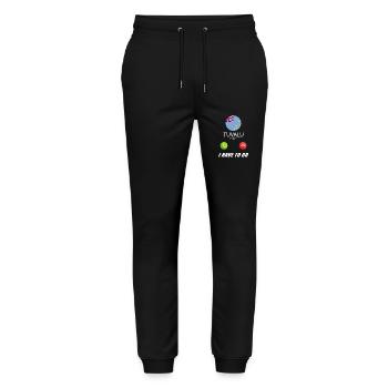 Tuvalu ruft an Lusiger Flaggen Spruch - Stanley/Stella Unisex Bio Jogginghose Mover  - Schwarz - Vorne - Marisol (170cm) & Nik (191cm)
