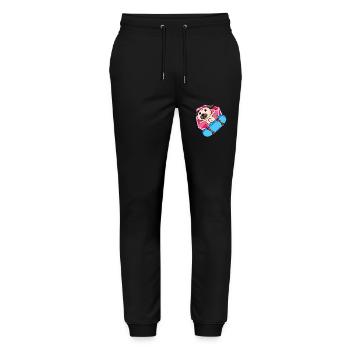 Dog as skater with skateboard - Stanley/Stella Mover Unisex Organic Jogging Trousers - black - Front - Marisol (170cm) & Nik (191cm)