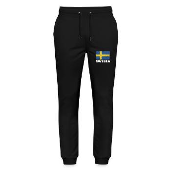 Drapeau de la Suède Grunge Drapeau de la Suède - Pantalon de jogging bio MOVER Stanley/Stella unisexe - noir - Devant - Marisol (170cm) & Nik (191cm)