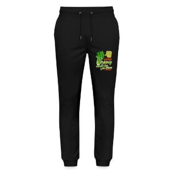 Celery, funny saying, Celery-Doesn't-Like-You - Stanley/Stella Mover Unisex Organic Jogging Trousers - black - Front - Marisol (170cm) & Nik (191cm)