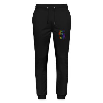 Five 5th Birthday | Coldorful Words Themed - Stanley/Stella Unisex Bio Jogginghose Mover  - Schwarz - Vorne - Marisol (170cm) & Nik (191cm)