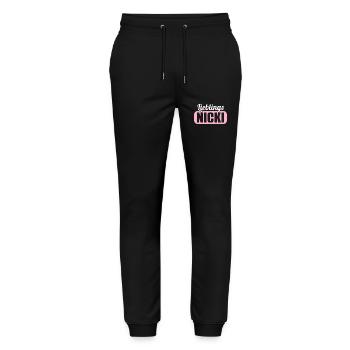 DDR Ostdeutschland Osten Ossi Lieblings Nicki - Stanley/Stella Unisex Bio Jogginghose Mover  - Schwarz - Vorne - Marisol (170cm) & Nik (191cm)
