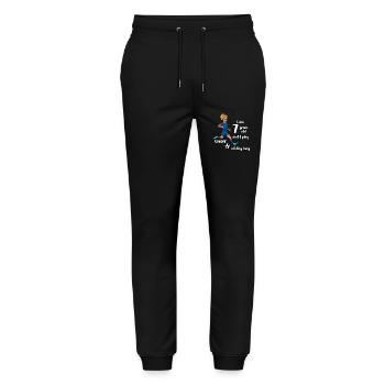 Mädchen schießt den Fußball - Ich bin 7 Jahre - Stanley/Stella Unisex Bio Jogginghose Mover  - Schwarz - Vorne - Marisol (170cm) & Nik (191cm)