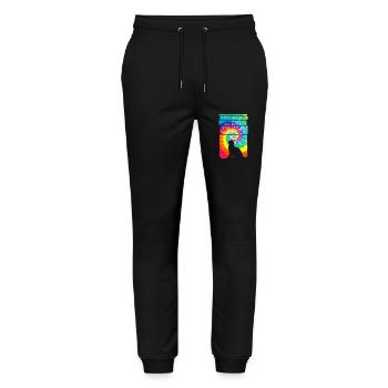 Cat Hippie Tie Dye - Stanley/Stella Mover Unisex Organic Jogging Trousers - black - Front - Marisol (170cm) & Nik (191cm)