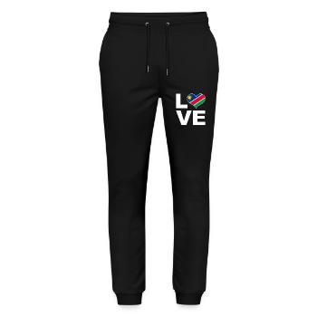 Ich liebe Namibia Herz Flagge Namibia - Stanley/Stella Unisex Bio Jogginghose Mover  - Schwarz - Vorne - Marisol (170cm) & Nik (191cm)