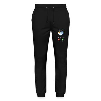 Uruguay is calling Uruguay Herz Souvenir - Stanley/Stella Unisex Bio Jogginghose Mover  - Schwarz - Vorne - Marisol (170cm) & Nik (191cm)