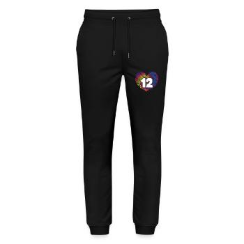 12th Birthday Heart Tie Dye | Tie Dye Themed - Stanley/Stella Mover Unisex Organic Jogging Trousers - black - Front - Marisol (170cm) & Nik (191cm)