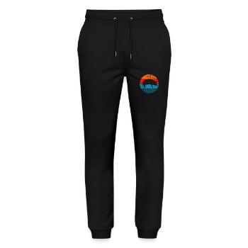 Pig Animal Retro Pet Farm Gift idea - Stanley/Stella Mover Unisex Organic Jogging Trousers - black - Front - Marisol (170cm) & Nik (191cm)