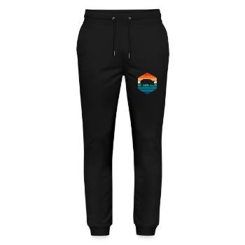 Pig Animal Retro Pet Farm Gift idea - Stanley/Stella Mover Unisex Organic Jogging Trousers - black - Front - Marisol (170cm) & Nik (191cm)
