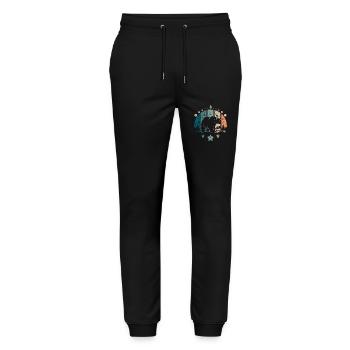 Retro Vintage Forest Polar Bear - Stanley/Stella Unisex Bio Jogginghose Mover  - Schwarz - Vorne - Marisol (170cm) & Nik (191cm)
