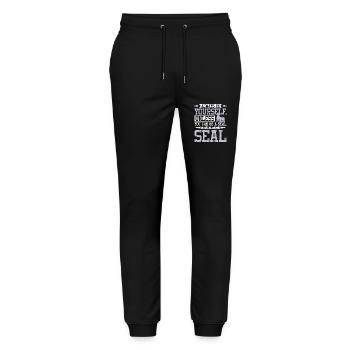 Be yourself unless you can be a seal - Stanley/Stella Unisex Bio Jogginghose Mover  - Schwarz - Vorne - Marisol (170cm) & Nik (191cm)