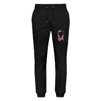 Usa american flag hot air balloon 4th of july - Stanley/Stella Mover Unisex Organic Jogging Trousers - black - Front - Marisol (170cm) & Nik (191cm)